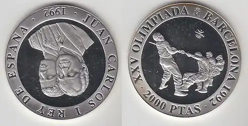 2000 Pesetas Silbermünze Spanien Olympiade Barcelona 1992, 1992 (113934)