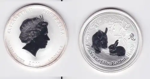 1 Dollar Silber Münze Australien Jahr des Hasen 2011 Lunar 1Oz Silber (118525)