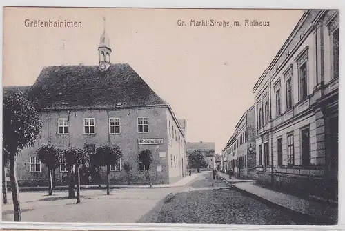 59165 Ak Gräfenhainichen Gr.Markt Strasse mit Rathaus 1919