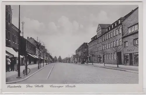 99542 Ak Piesteritz bei Wittenberg Coswiger Strasse mit Geschäften um 1940