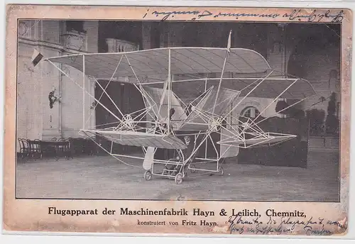 03935 Ak Flugapparat der Maschinenfabrik Hayn & Leilich Chemnitz 1910