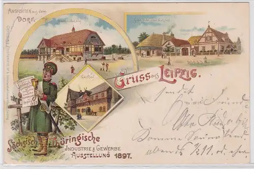 903119 Lithografie AK Gruss aus Leipzig - Sächs.-Thür. Industrie & Gewerbe 1897