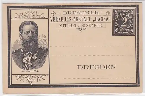 902977 Ganzsachen Postkarte Dresdner Verkehrs-Anstalt Hansa Dresden