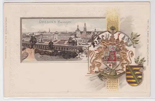 20449 Wappen Passepartout AK Dresden - Zwinger 1900