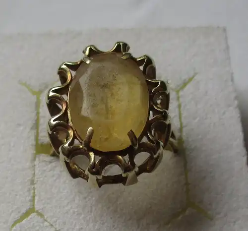 eleganter 585er Gold Ring mit aufwendig verziertem Ringkopf (163071)