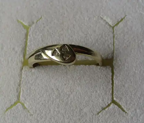 eleganter 585er 14 Karat Gold Ring mit Ringkopfverzierung & 3 Diamanten (163425)