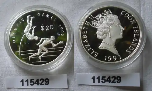 20 Dollar Silber Münze Cook Inseln Olympiade 1996 Atlanta 1993 (115429)