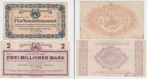 2 Banknoten Inflation Rat der Stadt Freital 1923 (145164)