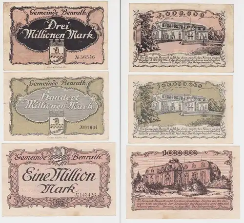 3 Banknoten Inflation Gemeinde Benrath 1923 (141485)