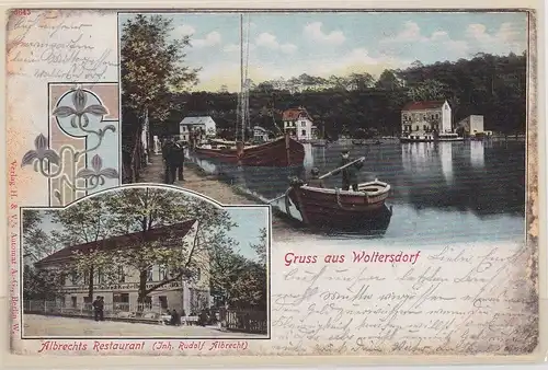 903312 AK Gruss aus Woltersdorf - Albrechts Restaurant Inh. Rudolf Albrecht 1906