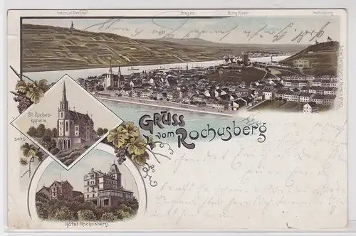 902351 Lithografie AK Gruss vom Rochusberg - Hotel, St. Rochus-Kapelle, Panorama