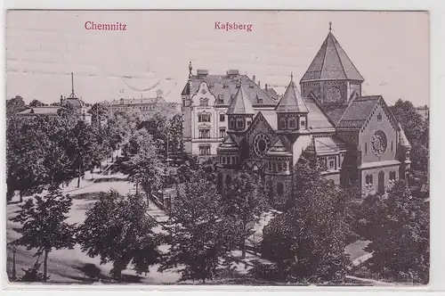 902275 AK Chemnitz - Kassberg, Straßenansicht mit Synagoge 1908