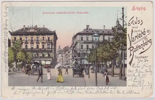 902504 AK Leipzig - Gruss aus dem Varieté Rattenberg, Straßenansicht 1903
