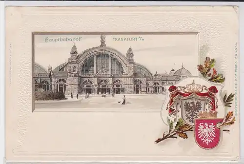 902242 Wappen Passepartout AK Frankfurt am Main - Hauptbahnhof 1901