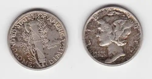 1 Dime Silber Münze USA 1944 Liberty (117417)