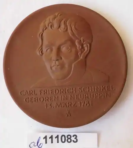 seltene DDR Porzellan Medaille Carl Friedrich Schinkel Neuruppin (111083)