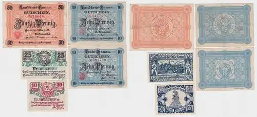 5 x 10 bis 50 Pfennig Banknoten Notgeld Stadt Hanau 1917/20 (140192)