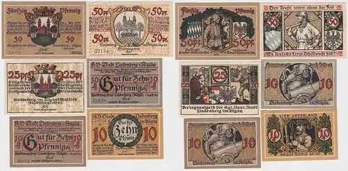 6 x Banknoten Notgeld Stadt Lindenberg im Allgäu 1917/1918 (140013)