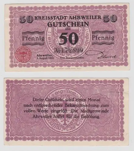 50 Pfennig Banknote Notgeld Stadt Ahrweiler 15. August 1921 (137750)