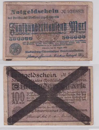 500000 Mark Banknote Freistaat Mecklenburg Schwerin 10.8.1923 (126456)