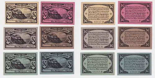 6 Banknoten Notgeld Greifenstein bei Blankenburg Burgwart Knabe 1921 (126148)