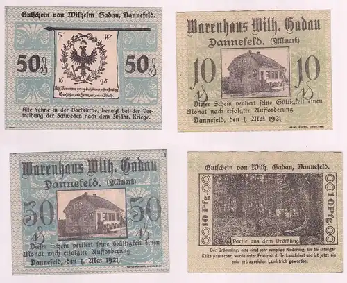 2 Banknoten Notgeld Dannefeld Altmark WarenhausW.Gadau 1.5.1921 (160659)