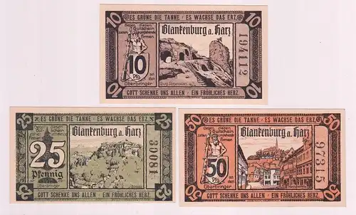 10, 25 & 50 Pfennig Banknoten Notgeld Blankenburger Kreisblatt 1920 (162864)