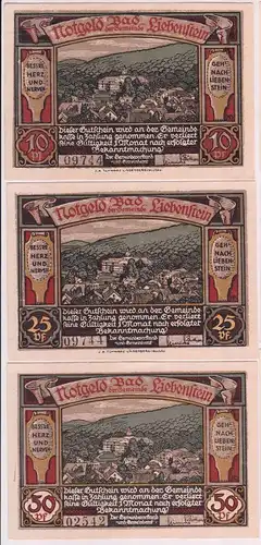 3 Banknoten Notgeld Gemeinde Bad Liebenstein um 1921 (163485)