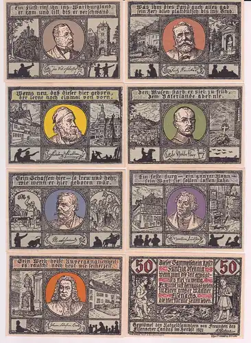 8 x Banknoten Notgeld Eisenach Robert Dahms Verlag (163330)
