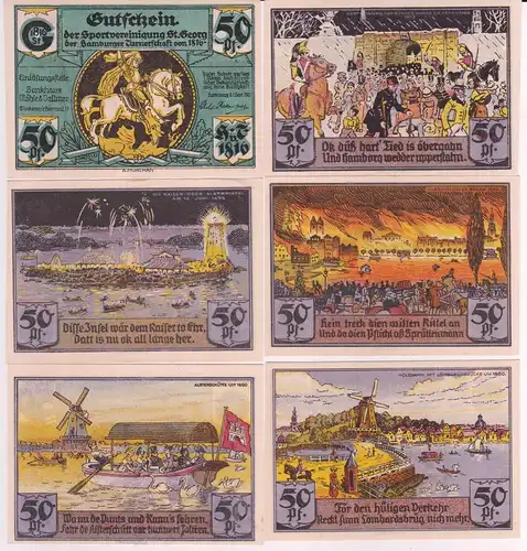 6 Banknoten Notgeld Hamburger Turnerschaft 1921 (163171)