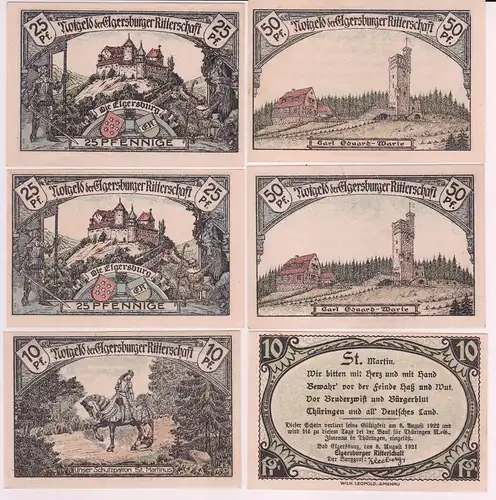 6 Banknoten Notgeld Bad Elgersburg Elgersburger Ritterschaft 1921 (162241)