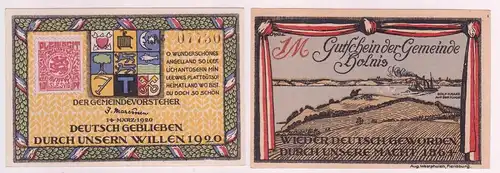 2 x 1 Mark Banknoten Notgeld Gemeinde Holnis 1920 (163211)