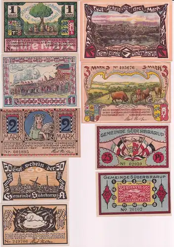 9 Banknoten Notgeld Gemeinde Süderbrarup 1920 (163089)