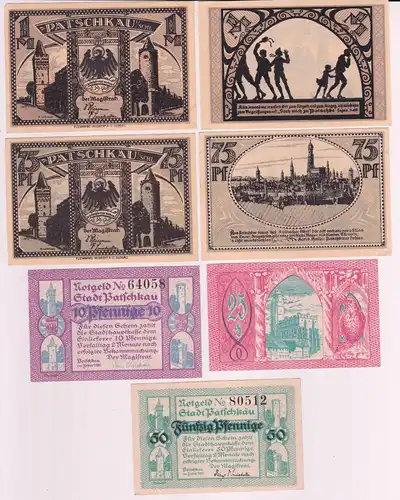 7 Banknoten Notgeld Stadt Patschkau Paczkow 1921 (161965)