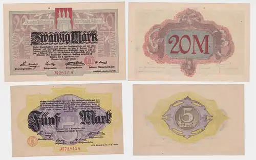 5 & 20 Mark Banknoten Notgeld Stadt Altona 2.November 1918 (121685)