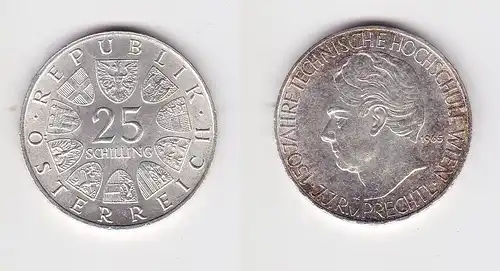 25 Schilling Silber Münze Österreich 1965 Technische Hochschule Wien (149761)