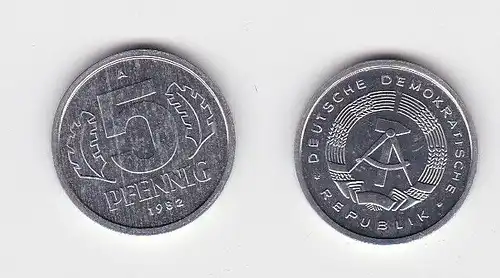 5 Pfennig Aluminium Münze DDR 1982 Stempelglanz (131305)
