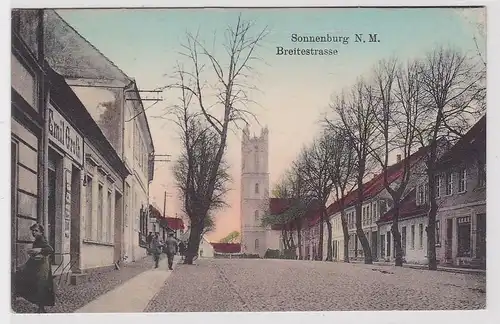 41769 Feldpost Ak Sonnenburg Neumark Breitestraße mit Firma Emil Groth 1916