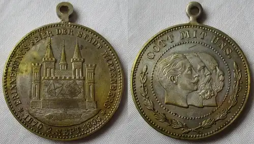 seltene Bronze Medaille Erinnerungsfeier der Stadt Wittenberg 1870-1895 (163091)