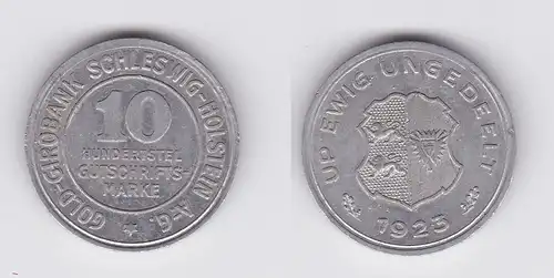 10/100 Wertmarke Münze Gold Giro Bank Schleswig Holstein 1923 (119917)