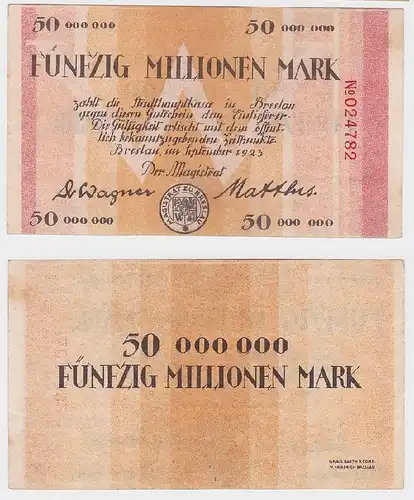 50 Millionen Mark Banknote Stadthauptkasse Breslau September 1923 (119111)