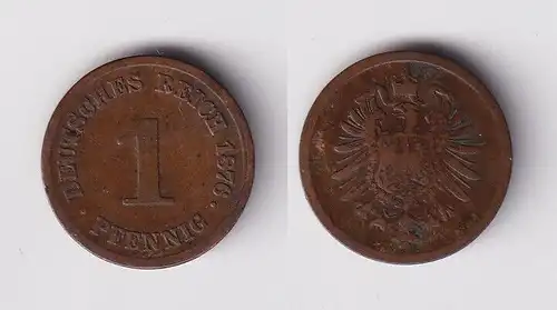 1 Pfennig Kupfer Münze Kaiserreich 1876 G Jäger Nr.1 f.ss (156602)