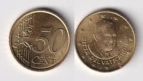 50 Cent Messing Münze Vatikan 2010 Pabst Benedikt (130956)