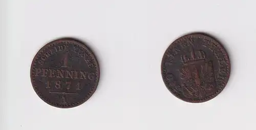 1 Pfennig Kupfer Münze Preussen 1871 A ss (156644)