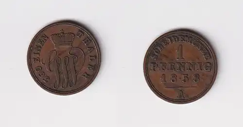 1 Pfennig Kupfer Münze Schaumburg Lippe 1858 A ss (152707)