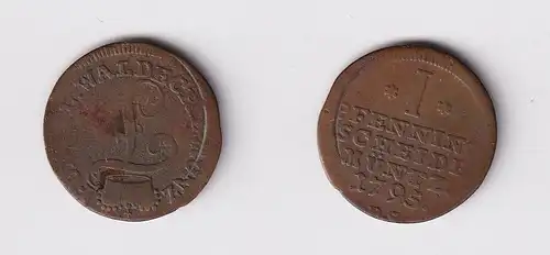 1 Pfennig Kupfer Münze Waldeck 1795 f.ss (159709)