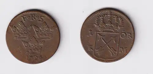 1 Öre Kupfer Münze Schweden 1724 (152666)
