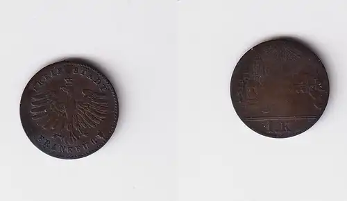 1 Kreuzer Billon Münze Stadt Frankfurt Stadtansicht Adler ohne Jahr 1839(159829)