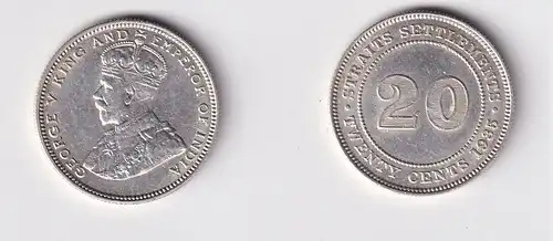20 Cents Silber Münze Straits Settlements 1935 vz+ (152682)