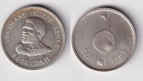 20 Cents Silber Münze Swasiland 1968 UNC Stgl. (150155)